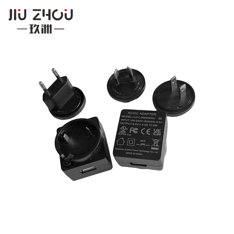 5v2a帶線轉(zhuǎn)換頭電源適配器可配中美日韓多國插腳過認證充電器廠家